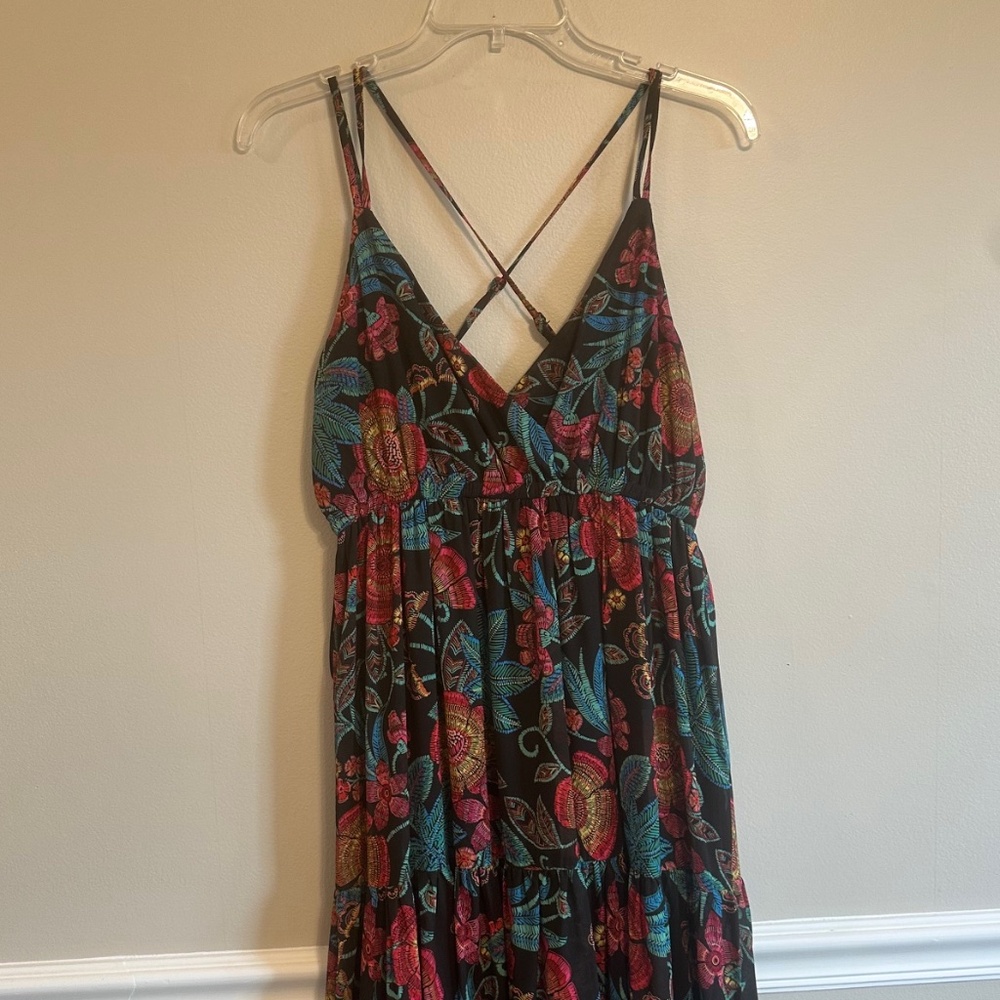 Flying Tomato black floral maxi dress L - Picture 3 of 8